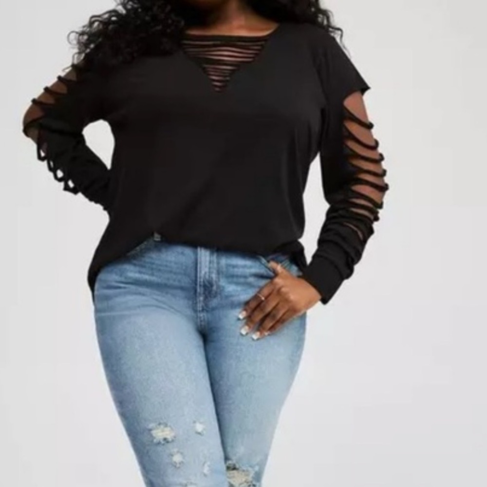 Torrid Black Classic Fit Top with Cutout Design